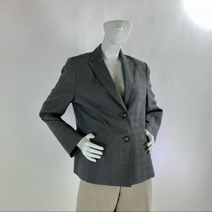 Women’s 14 Plaid LE SUIT Peak-Lapel Blazer Jacket
